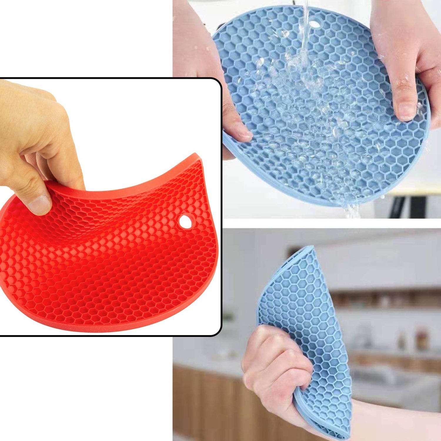 4846 4 Pc Silicon Hot Mat For Placing Hot Vessels And Utensils Over It Easily Without Having Any Visible Marks On Surfaces. DeoDap 4846 4 Pc Silicon Hot Mat For Placing Hot Vessels And Utensils Over It Easily Without Having Any Visible Marks On Surfaces. DeoDap